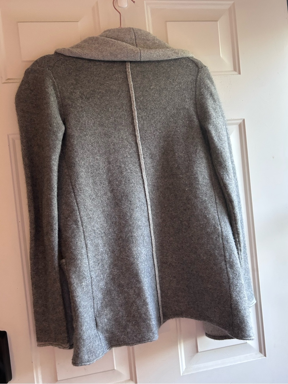 Babaton Gray Wool Cashmere Long Open Cardigan Sweater Pockets - Picture 9 of 16